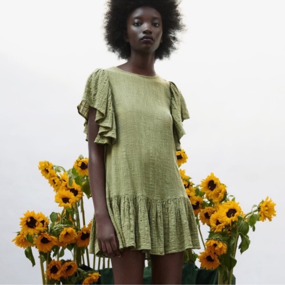 Zara gauzy ruffled dress